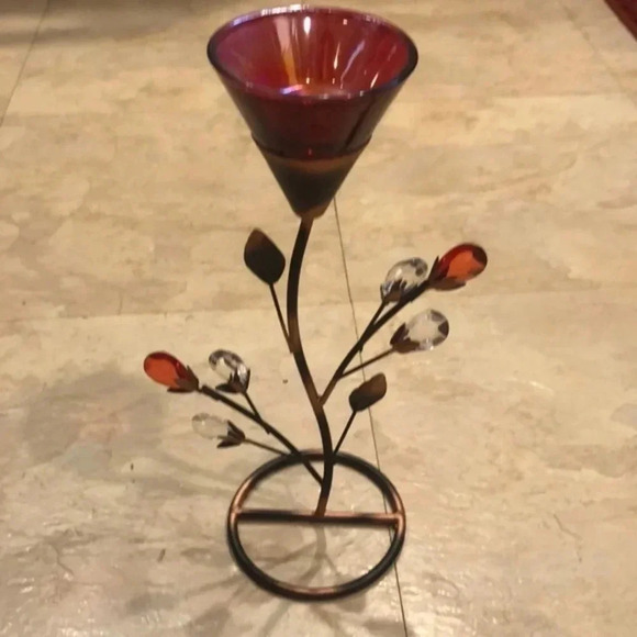 Ruby Blossom Tea light Holder, new - Picture 1 of 3